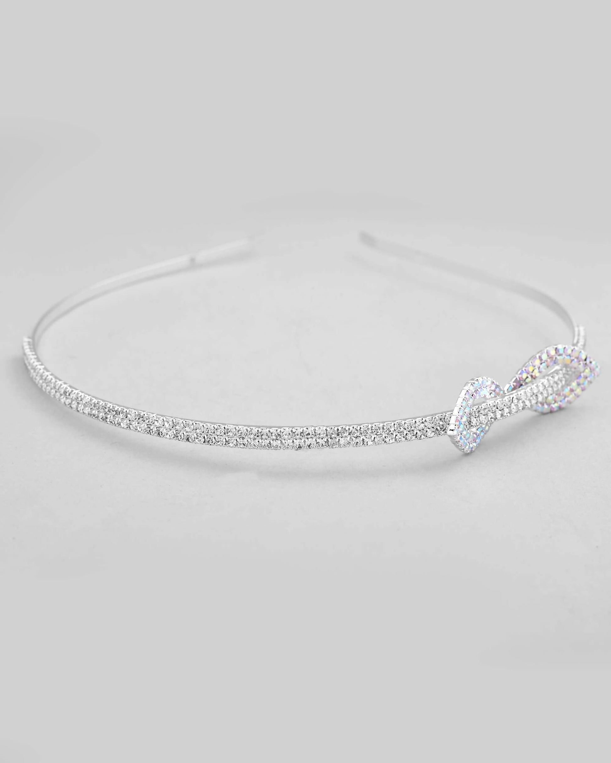 VOJ Silver Plated Bow Shaped AD studded Hairband | Swadesiicart