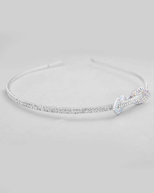 VOJ Silver Plated Bow Shaped AD studded Hairband | Swadesiicart