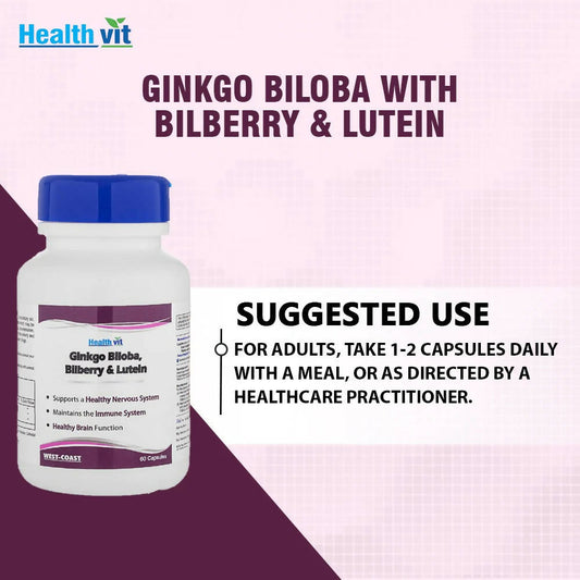 Healthvit Ginkgo Biloba Billberry And Lutein Capsules - Swadesiicart