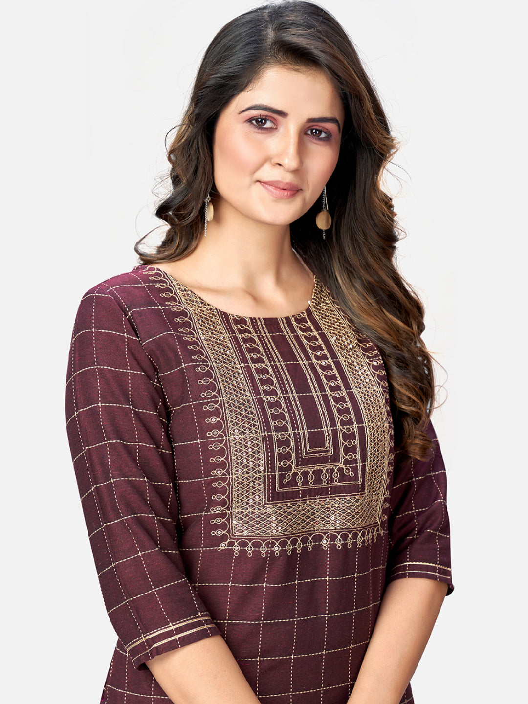 NOZ2TOZ Women Purple Cotton Kurta With Pant & Dupatta (3Pcs Set) - Swadesiicart