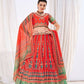 Wedding Designer Red Chinon Lehengha Choli - Anbazaar | Swadesiicart