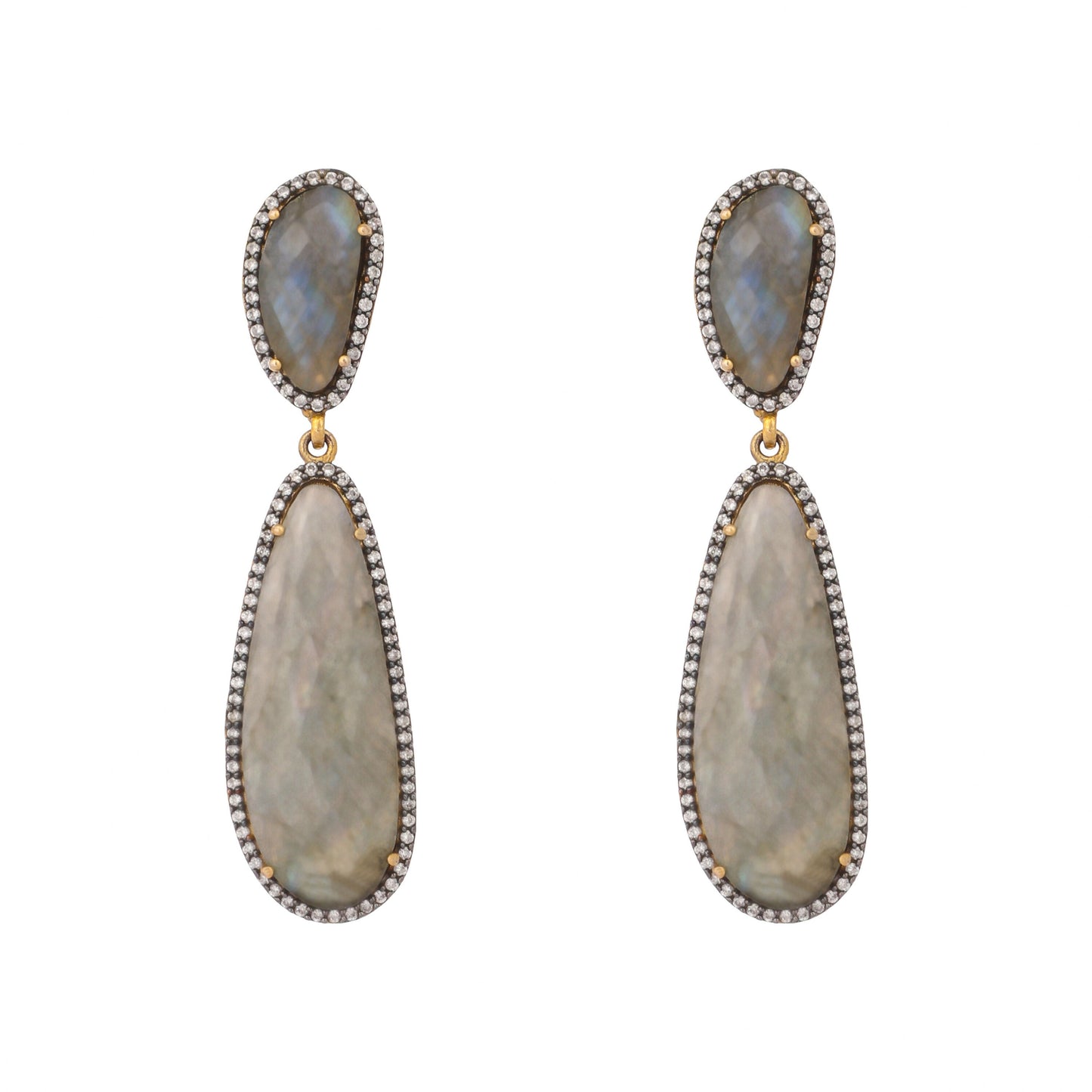 Nuyug 22K Gold Plated Labradorite Stone Contemporary Drop Earrings | Swadesiicart