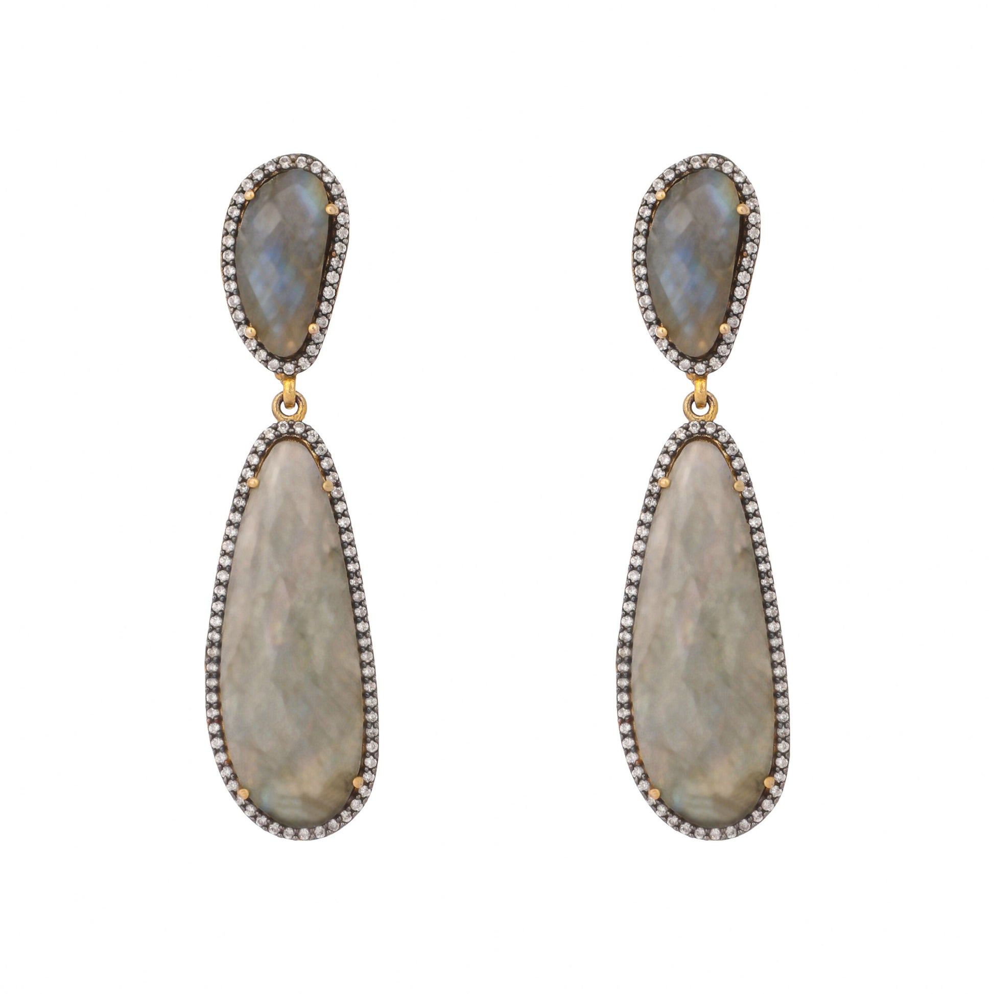 Nuyug 22K Gold Plated Labradorite Stone Contemporary Drop Earrings | Swadesiicart