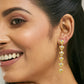 Nuyug 18K Gold-Plated Crystal Stone Studded Triangular Drop Sleek Earrings | Swadesiicart