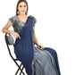Gray And Blue Ruffled Ready To Wear Saree