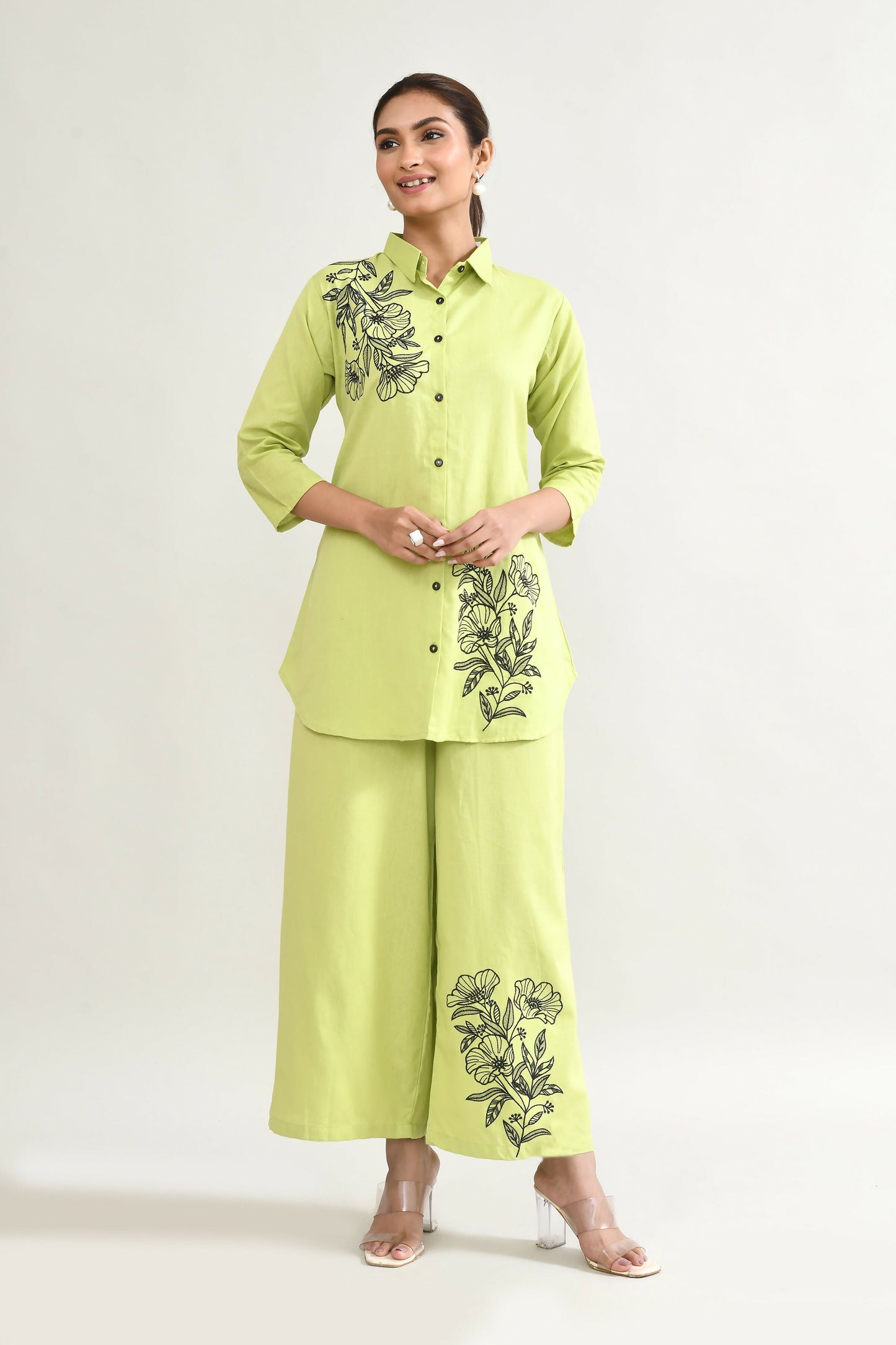 Joban Fashion Parrot Green Cotton Coord Set - Swadesiicart