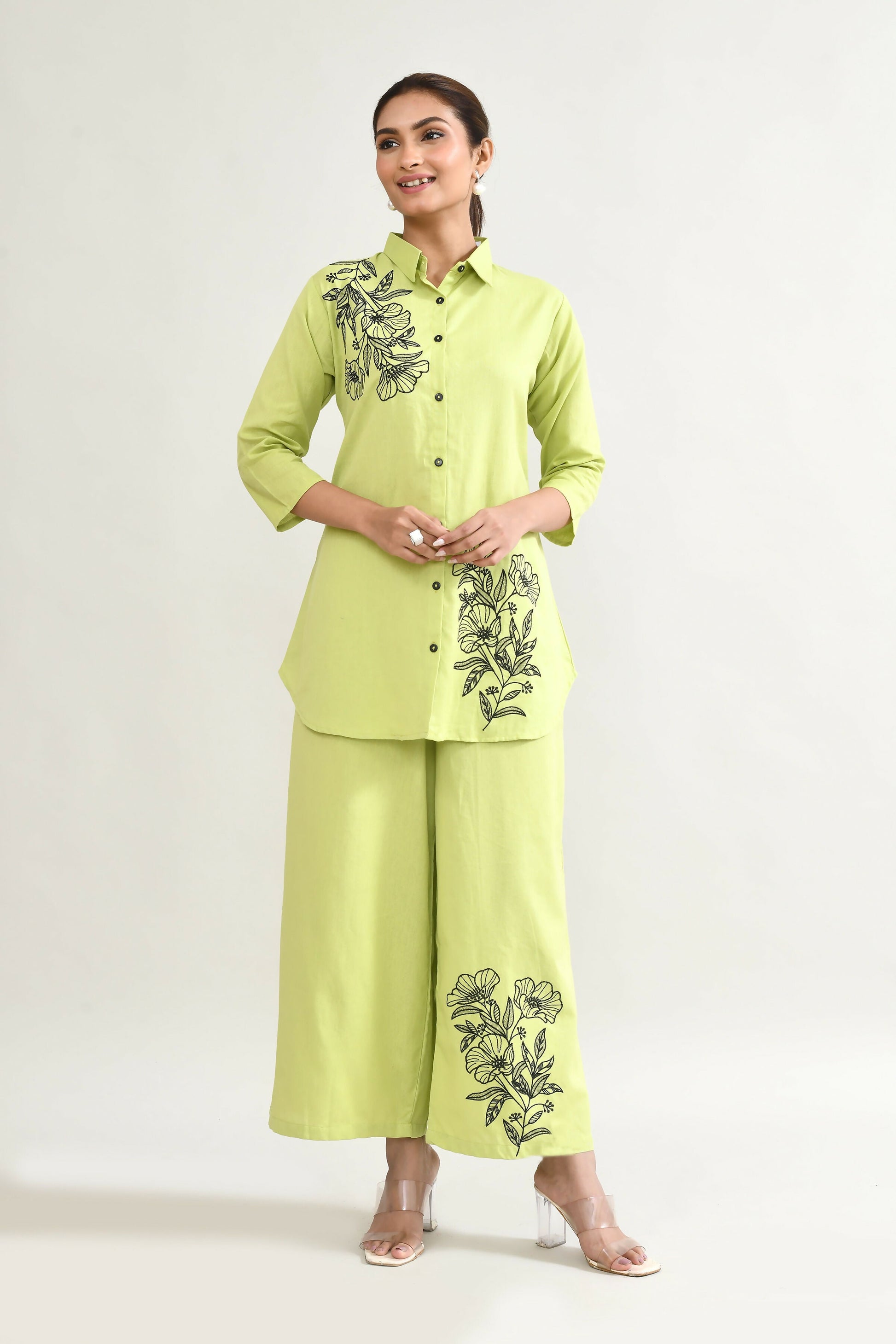 Joban Fashion Parrot Green Cotton Coord Set - Swadesiicart