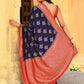 Joban Fashion Navy Blue Crepe Chiffon Pure Handloom Banarasi Silk Saree | Swadesiicart