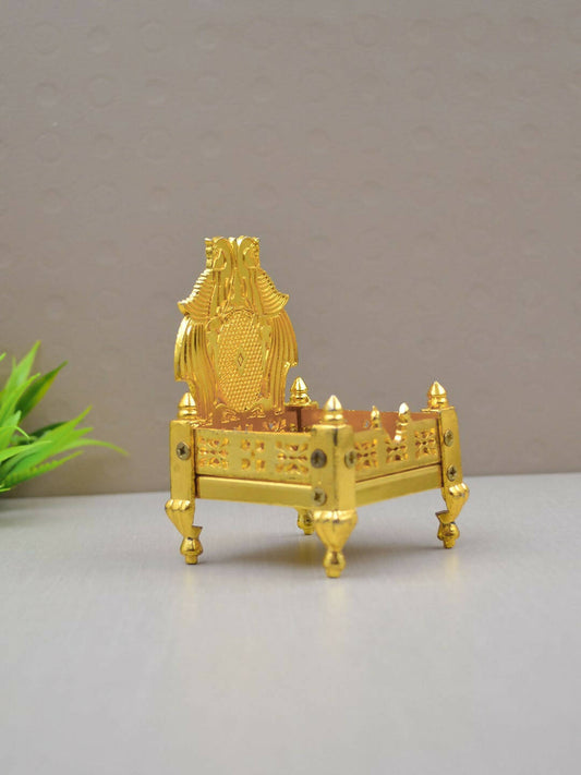 CraftVatika Gold Toned Aluminium Pooja Singhasan Chowkie | Swadesiicart