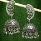 NVR Women's Silver-Plated Oxidised Dome Shaped Jhumka Earrings | Swadesiicart