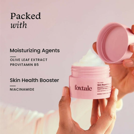 Foxtale Skin Repair Cream With Olive Leaf Extract, Provitamin B5 & Niacinamide - Swadesiicart