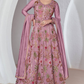 Lorenvalley Fashion Pink Viscose Silk Embroidery Work Gown Skirt Stitched | Swadesiicart