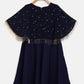 Ahalyaa Blue Crepe, Georgette A-Line Girl's Kurta | Swadesiicart