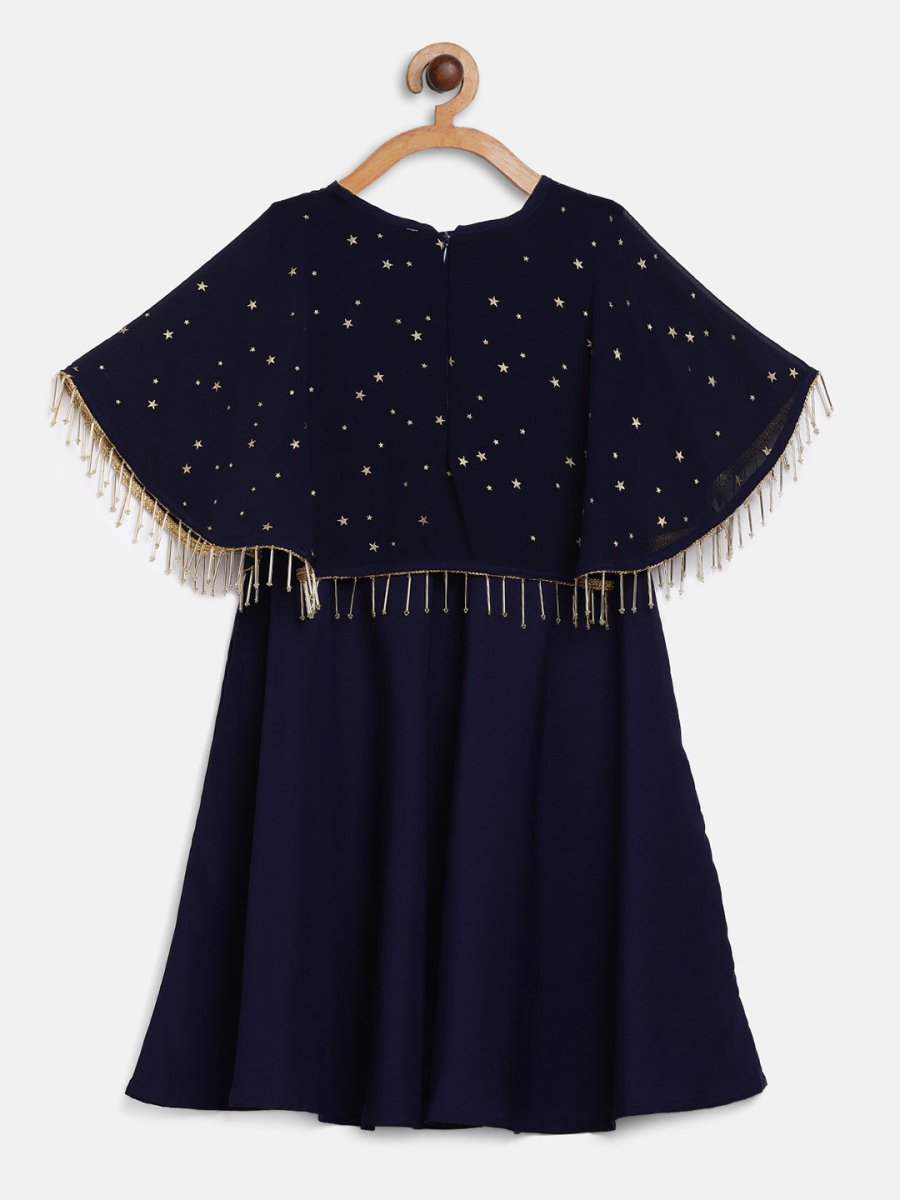 Ahalyaa Blue Crepe, Georgette A-Line Girl's Kurta | Swadesiicart