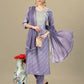 Jyoti Fashion Women's Lavender Silk Blend Embroidery & Sequence work Kurta with Trouser & Dupatta | Swadesiicart