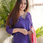 The52 Purple Women's Gorgeous Embroidered Vichitra Fabric Straight Kurta Pant with Dupatta Set - Swadesiicart