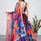 House of Panchhi Multi colour Organza Abstrack design digital print Semi-Stitched Lehenga choli & Dupatta | Swadesiicart