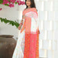 Beatitude White Slub Cotton Floral Jamdani Saree