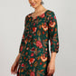 Aavyora Women's Green Floral Printed Flared Tunic