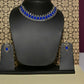 Artificial Stone Studded Oxidized Necklace Blue Jewellery set with 1 Pair of Earrings By House of Ree - House of Ree