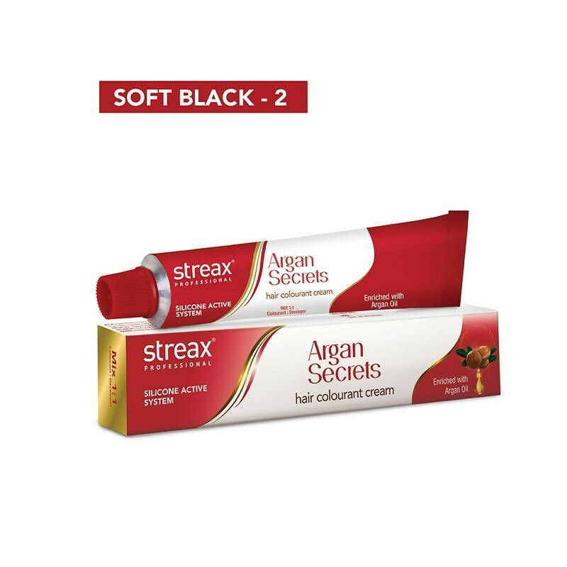 Streax Professional Argan Secrets Hair Colourant Cream - Soft Black 2 - Swadesiicart