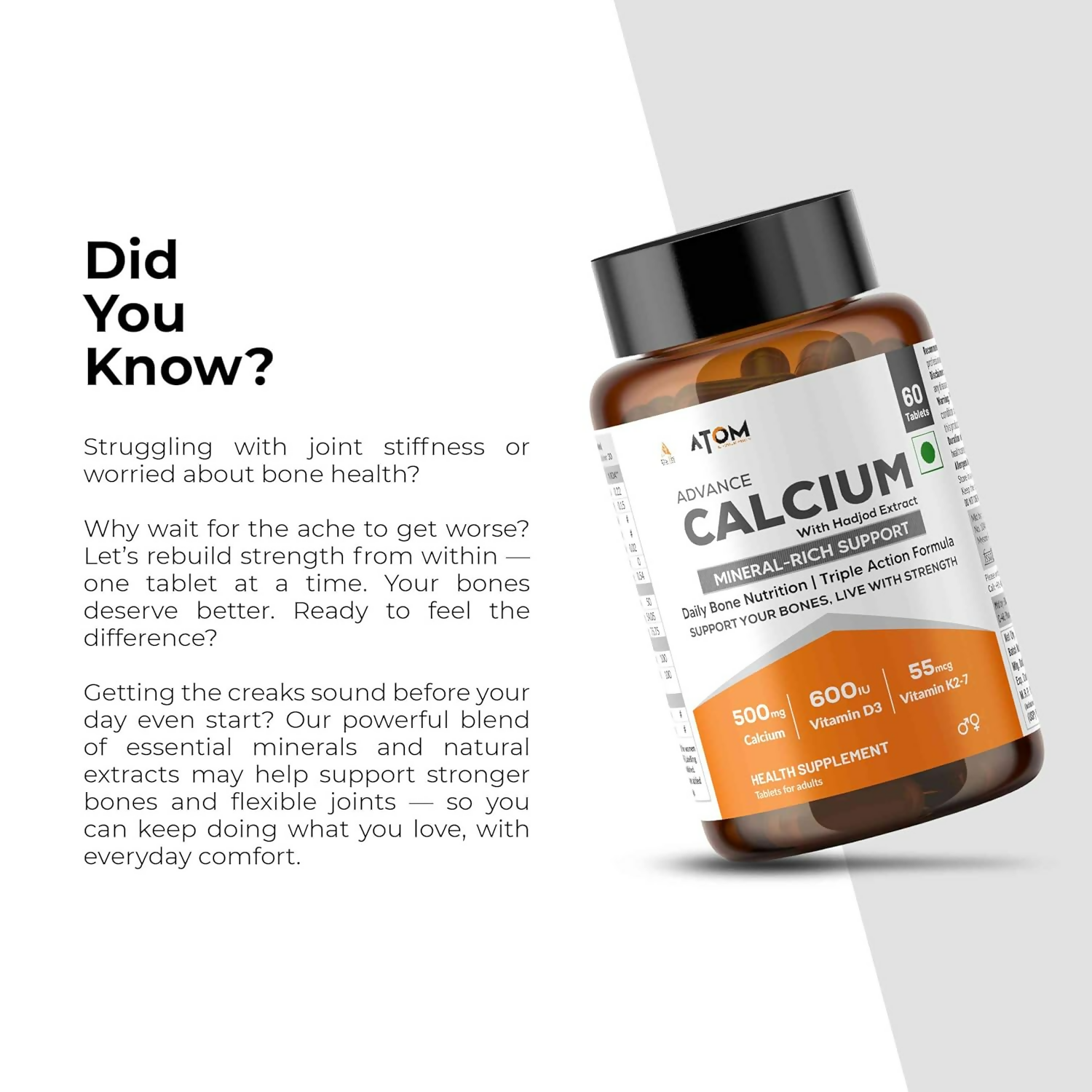 As-It-Is Atom Advance Calcium With Hadjod Ext Veg Tablets | Swadesiicart