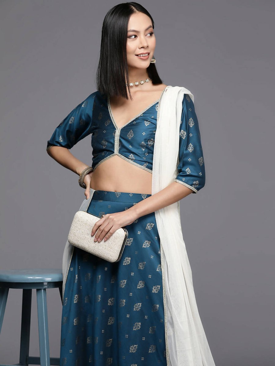 Ahalyaa Women's Traditional wear Lehenga Choli - Teal Blue | Swadesiicart