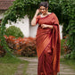 DEIANA'S Beautiful Designer Golden zari Soft Lichi Silk Saree - Maroon - Swadesiicart