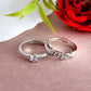VOJ Stainless Steel Cubic Zirconia Silver Plated Adjustable Ring Set for Couple | Swadesiicart