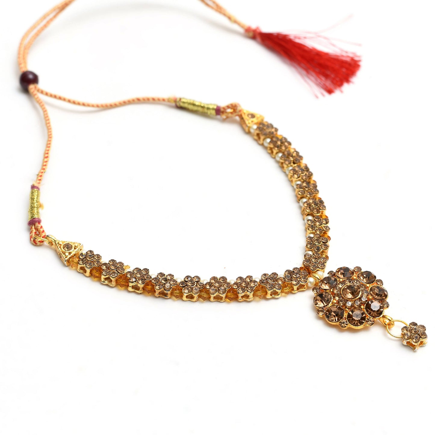 Mominos Fashion Johar Kamal Gold-Polished Brass Finish Stone Choker For Women (Golden) | Swadesiicart