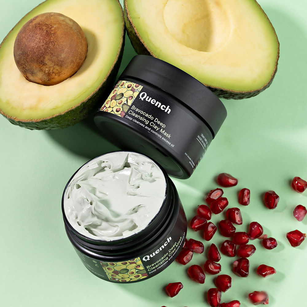 Quench Vitamin E Deep Cleansing Clay Mask with Avocado Removes Impurities & Refines Pores | Swadesiicart