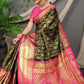 Jyoti Fashion Women's Black Kanjivaram Silk Zari Woven Saree with Blouse | Swadesiicart