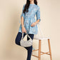 Light Blue Poly Rayon Digital Printed A-line Top - Tarini - Swadesiicart