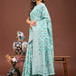 Shree Shyam Fashion Pankhuri Sea Green Linen Cotton Saree