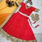 Jyoti Fashion Beautiful Red Faux Georgette Digital Printed with Sequins Embroidered Kids Lehenga Choli Set | Swadesiicart
