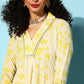 Ahalyaa Women Yellow Colour Crepe Printed Kurta Pant Set | Swadesiicart