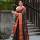 Beatitude Brown Cotton Banarasi Saree | Swadesiicart
