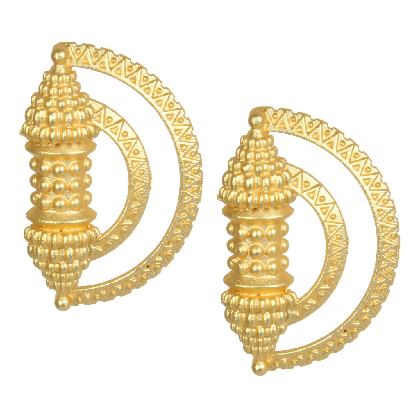 Joban Fashion Women Matte Gold Brass Earrings | Swadesiicart