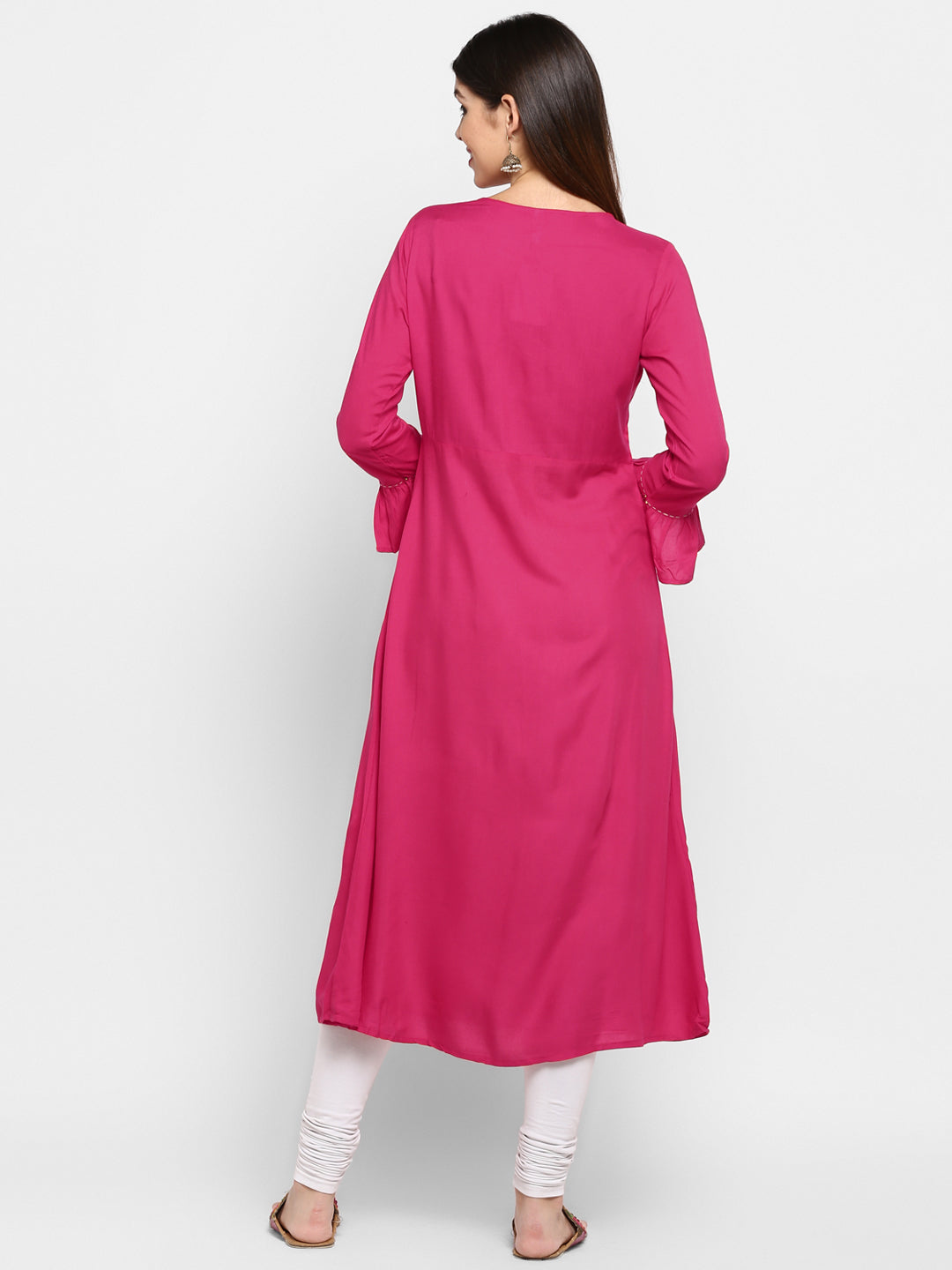 NOZ2TOZ Women's Pink Rayon Anarkali Kurta (1 Pc Set) - Swadesiicart