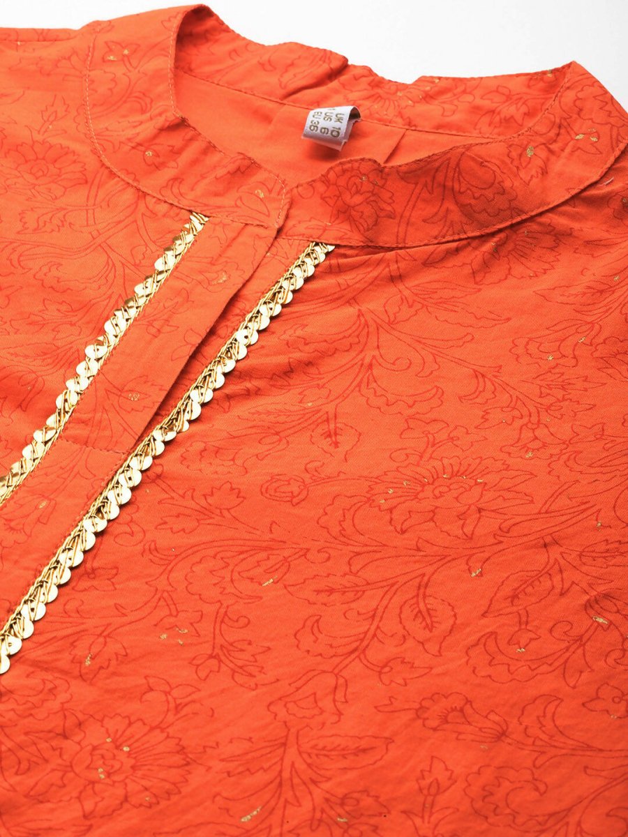 Ahalyaa Women's Traditional Wear Tunic - Orange | Swadesiicart
