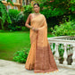 Vishnu Weaves Women's Peach Linen Cotton Bandhani Woven Saree with Blouse - Swadesiicart