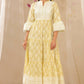 Juniper Womens Limeyellow Cambric Printed Tiered Dress With Flared Sleeve | Swadesiicart