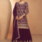 Wine Real Chinnon Embroidered Wedding Festive Palazzo Suit - Emponline | Swadesiicart