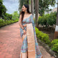 Vamsee Bhavi Mustard Tussar Dola Satin Silk Saree - Swadesiicart
