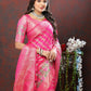 Lorenvalley Fashion Pink Soft Silk Woven Design with Zari Weaving Leheriya Design Saree - Swadesiicart
