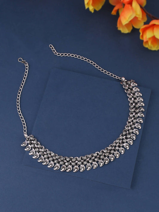 NVR Women Silver-Plated Oxidised Necklace | Swadesiicart
