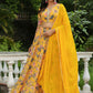 Janasya Yellow Georgette Floral Lehenga Choli Dupatta | Swadesiicart