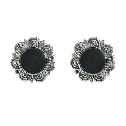 Mominos Fashion Johar Kamal Oxidised Silver-Plated Mirror Design Necklace Choker Set For Women | Swadesiicart