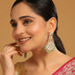 Nuyug 22K Gold Plated Regal Green Kundan Chandbali Earrings | Swadesiicart