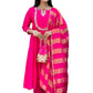 The52 Rani Women's Gorgeous Embroidered Work Chanderi Fabric Flared Kurta Pant and Dupatta Set - Swadesiicart